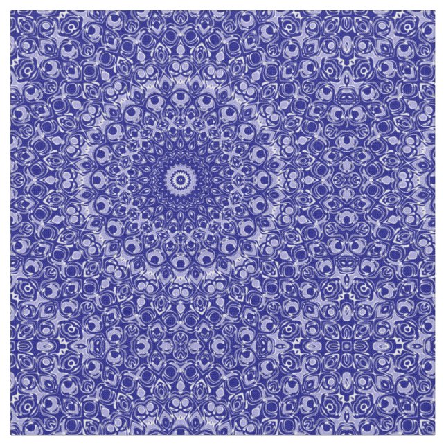 Mitternachtsblau-weißes Mandala-Muster Stoff (Nahaufnahme)