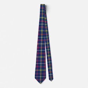 Mitternachtsblau, Zitronengrün, Magenta Tartan Mus Krawatte