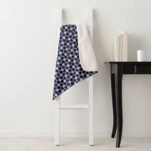 Mitternachtsblaue Blumen Sherpadecke