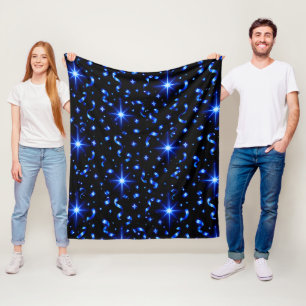Mitternachtsblaue Glitzersterne und -bänder Muster Fleecedecke