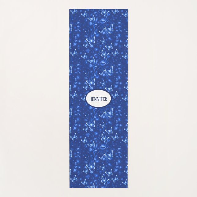 Mitternachtsblaue Schmetterlinge Yogamatte (Vorderseite)
