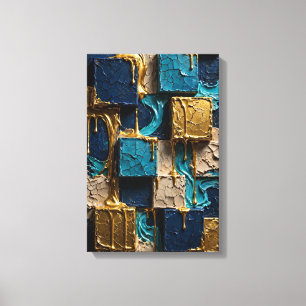 Mitternachtsblaue und geschmolzene goldene Würfel Leinwanddruck