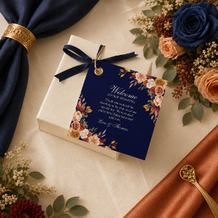 Mitternachtsblaue verbrannte Orange Wildblumen-Hoc Geschenkanhänger