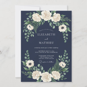Mitternachtsblaue Winterhochzeit Einladung
