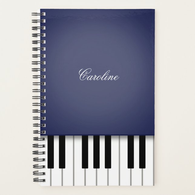 Mitternachtsblauer Klavier Personalisierte Musik Planer (Vorderseite)