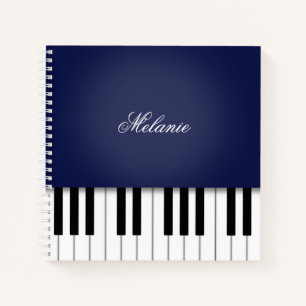 Mitternachtsblauer Klaviermusik Personalisiert Notizbuch