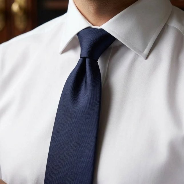 Mitternachtsblauer Textil-Solid  Krawatte (Von Creator hochgeladen)