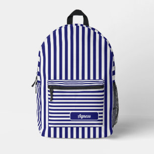 Mitternachtsblauer und Vintager Streifen Name Bedruckter Rucksack