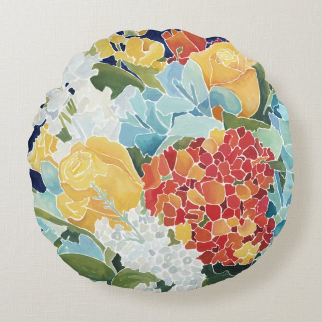Mitternachtsblumen-II Rundes Kissen (Vorderseite)