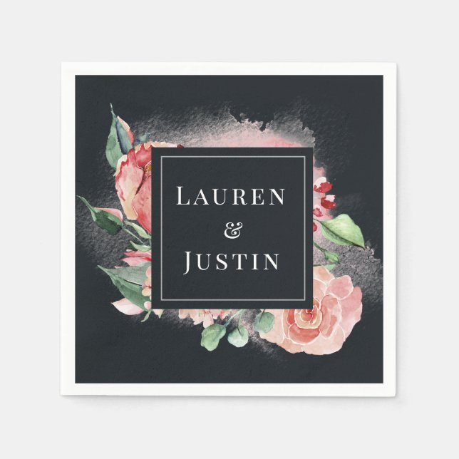 Mitternachtsblüte Blumenpapier Napkin Serviette (Vorderseite)