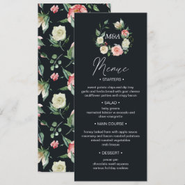 Mitternachtsblüte Blütenblüte Hochzeitsessen Menü Einladung