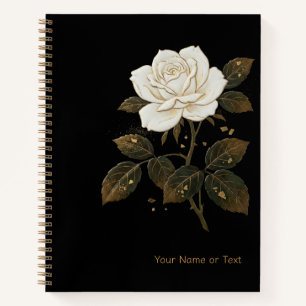 Mitternachtsblüte: Der Maki-e-Stil Weiße Rose & Go Notizbuch