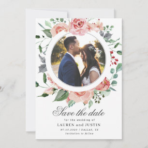 Mitternachtsblüten-Blumen- Foto-Save-the-Date-Kart Save The Date