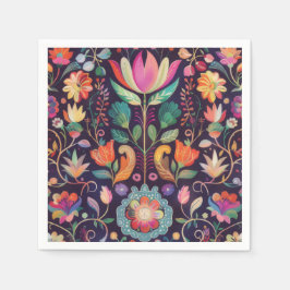 Mitternachtsblüten: Eine Blumensinfonie Serviette