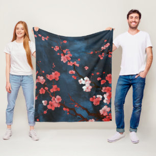 Mitternachtsblüten Fleecedecke