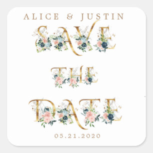 Mitternachtsblütengold Save the Date Aufkleber