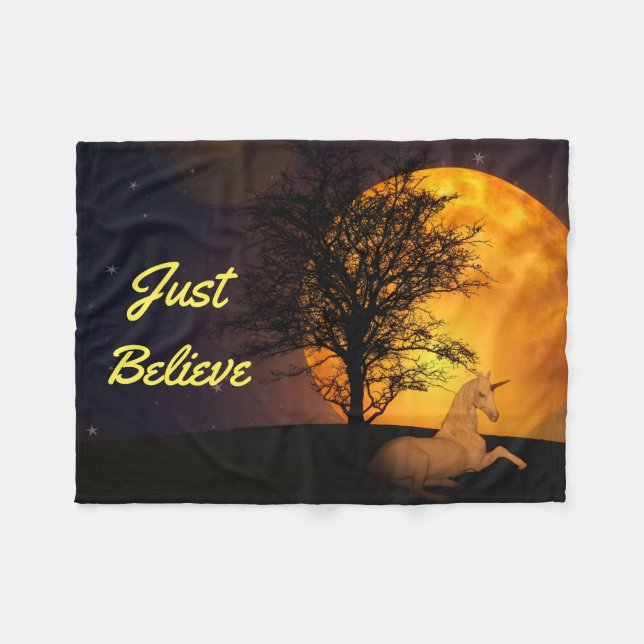 MitternachtsEinhorn Fleecedecke (Vorderseite (Horizontal))