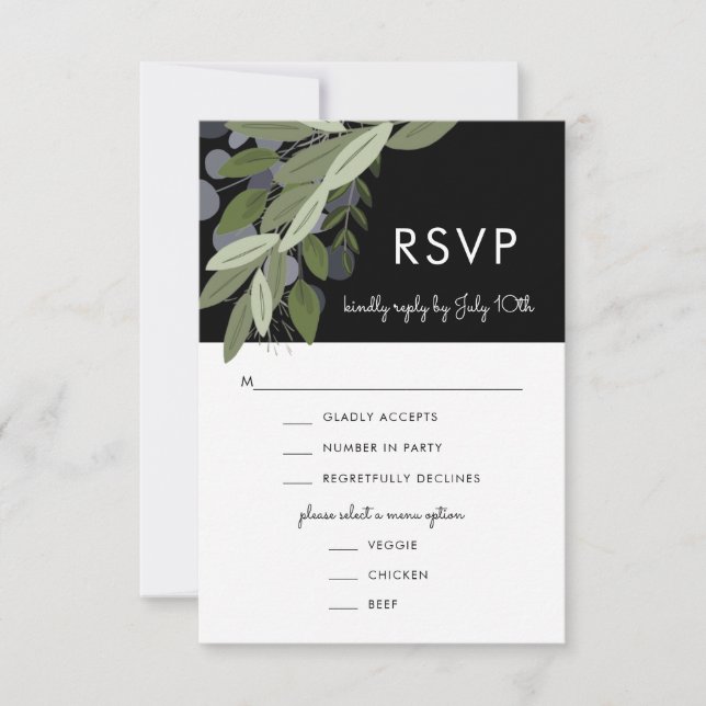 Mitternachtsfeiern, UAWG Menu Card RSVP Karte (Vorderseite)