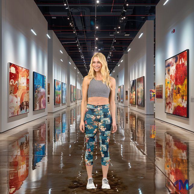 Mitternachtsgarten: Blumenmuster Capri Leggings (Von Creator hochgeladen)