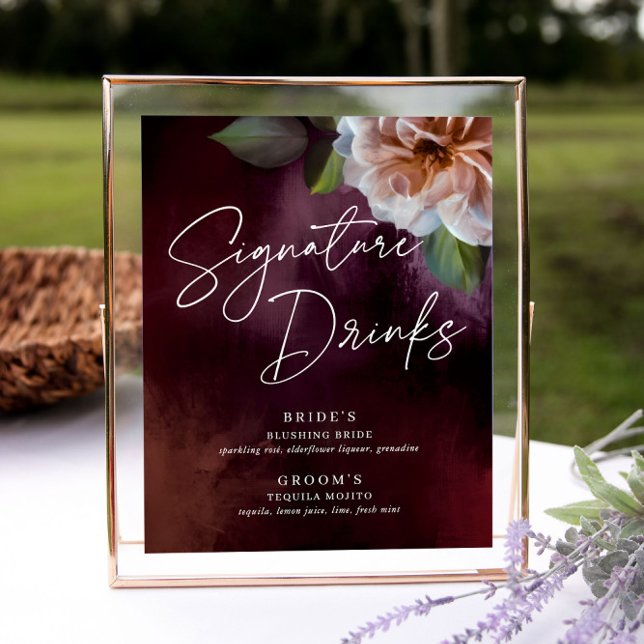 Mitternachtsgarten Unterschrift Drink Menu Wedding Poster (Von Creator hochgeladen)