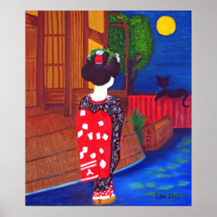 MitternachtsGeisha-Druck Poster