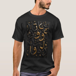 Mitternachtsgold 3D Arabischer Buchstabe Abstract T-Shirt