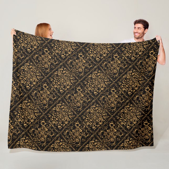 Mitternachtsgold Damast Eleganz Fleecedecke (Beispiel)
