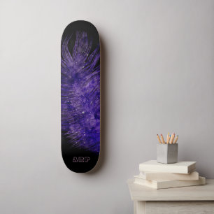 *~* Mitternachtshimmel Boho Kosmische Feather Lila Skateboard
