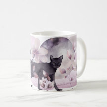 Mitternachtskat und Vollmondkaffee-Tasse