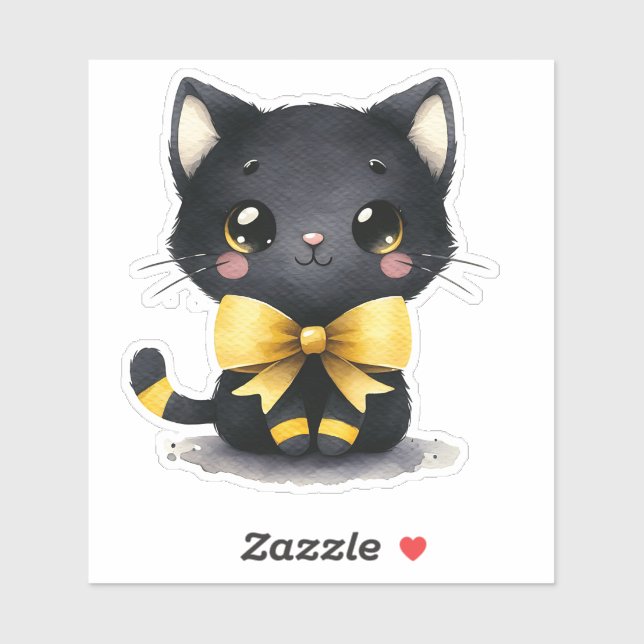 "Mitternachtsklatsche - Schwarze Katze" Aufkleber (Blatt)