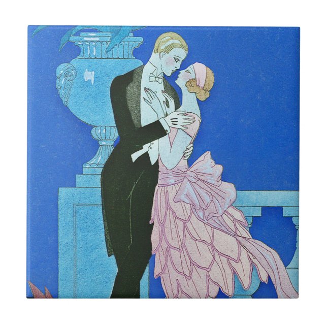 Mitternachtskuss-Kunst-Deko-Fliese Fliese (Vorderseite)