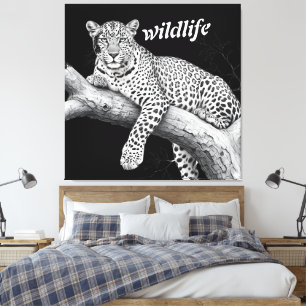 Mitternachtsleopard, Wildlife-Illustration Leinwanddruck