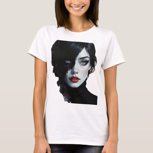 Mitternachtsmuse - Schwarzweißportrait T-Shirt (Vorderseite)
