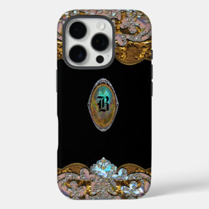 Mitternachtsromantisches Barock-Girly-Monogramm 6/ iPhone 16 Pro Hülle