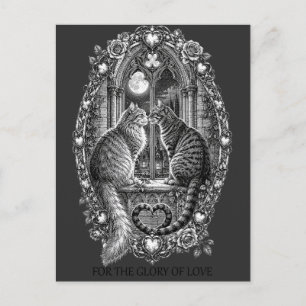 Mitternachtsromanze Katzen Gotische Fensterkunst Postkarte