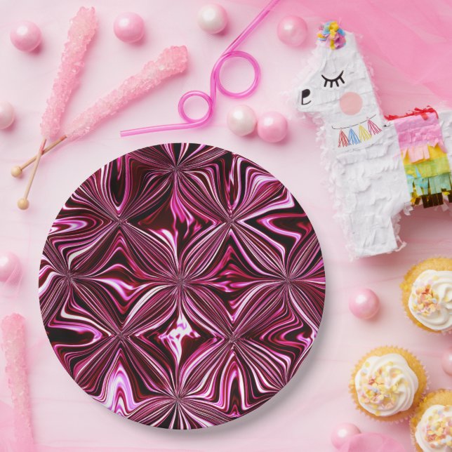 Mitternachtsrosa Marmor Geometrisches Muster Pappteller (Party)