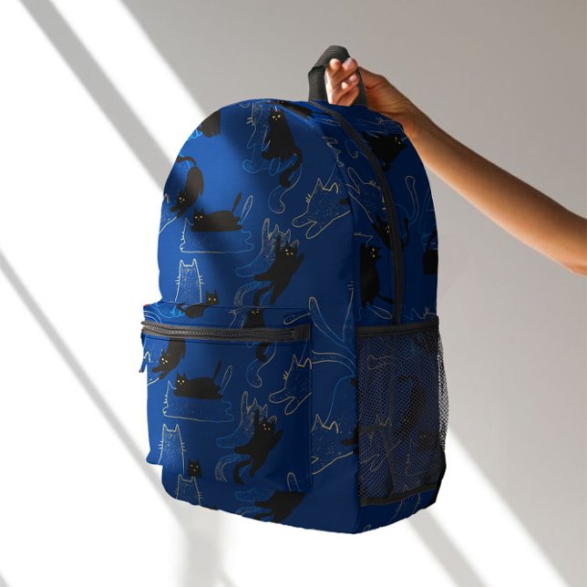Mitternachtsschwarze Katzen – modernes minimales M Bedruckter Rucksack (Von Creator hochgeladen)