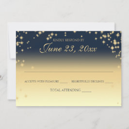 Mitternachtsstars Twinkle Wedding Response RSVP Karte
