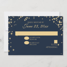 Mitternachtsstars Twinkle Wedding Response RSVP Karte