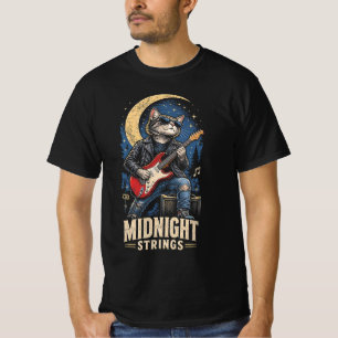 Mitternachtsstrings Lustiger cooler Rocker-Katze G T-Shirt