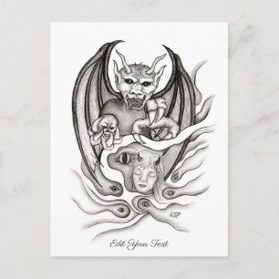 Mitternachtstraum - Träume im Tattoo-Stil Postkarte