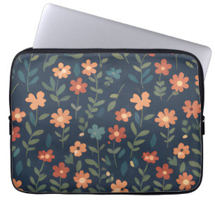 Mitternachtswiese handgemaltes Blumenmuster Laptopschutzhülle