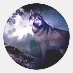 Mitternachtswolf Runder Aufkleber