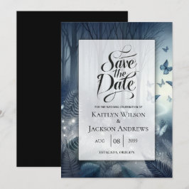Mitternachtszauberei und Mondlicht-Wings-Hochzeit Save The Date
