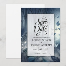 Mitternachtszauberei und Mondlicht-Wings-Hochzeit Save The Date