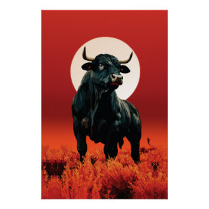 Mitternachtszorn - Majestic Black Bull Under Crims Poster