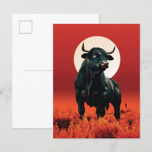 Mitternachtszorn - Majestic Black Bull Under Crims Postkarte