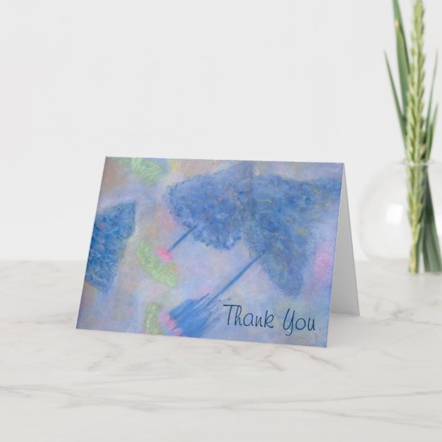 Mittlere blaue Bäume Danke Karte (Vorderseite)