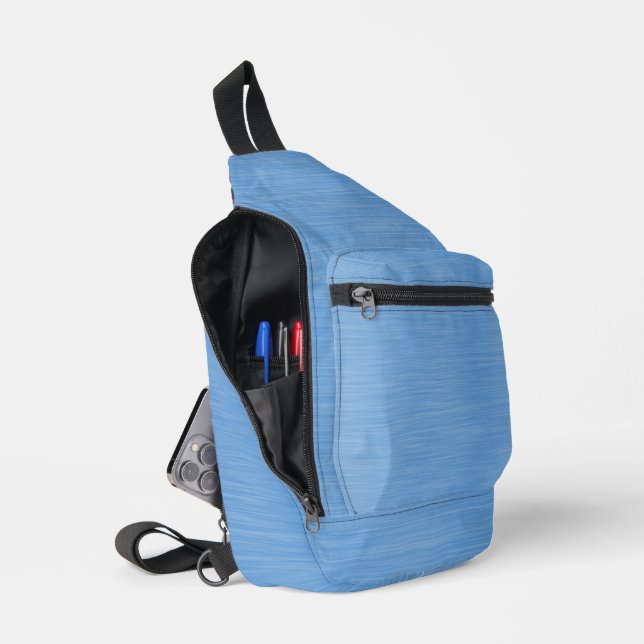 MITTLERE BLAUE-BRUSCHMETALLSEXTUR CROSSBODY BAG (Offen)