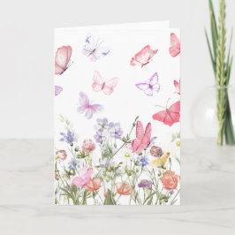 Mittlere Blume und Schmetterlinge (Blank) Karte